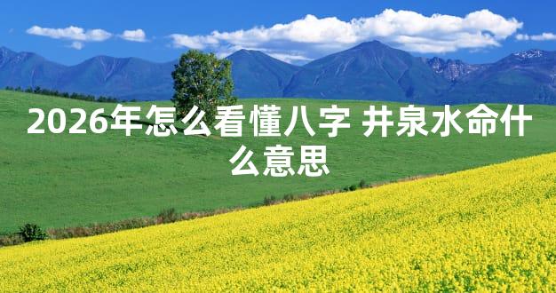 2026年怎么看懂八字 井泉水命什么意思